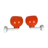 Pair of 70s orange globe wall lamps