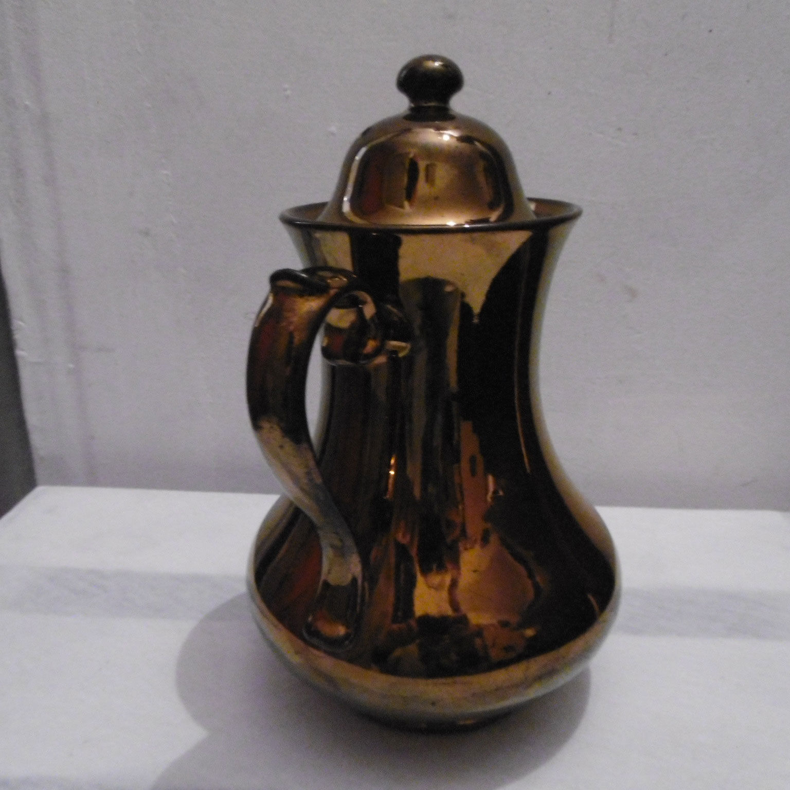Jersey earthenware teapot - bronze color