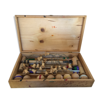 Jeu de croquet de table en bois vintage