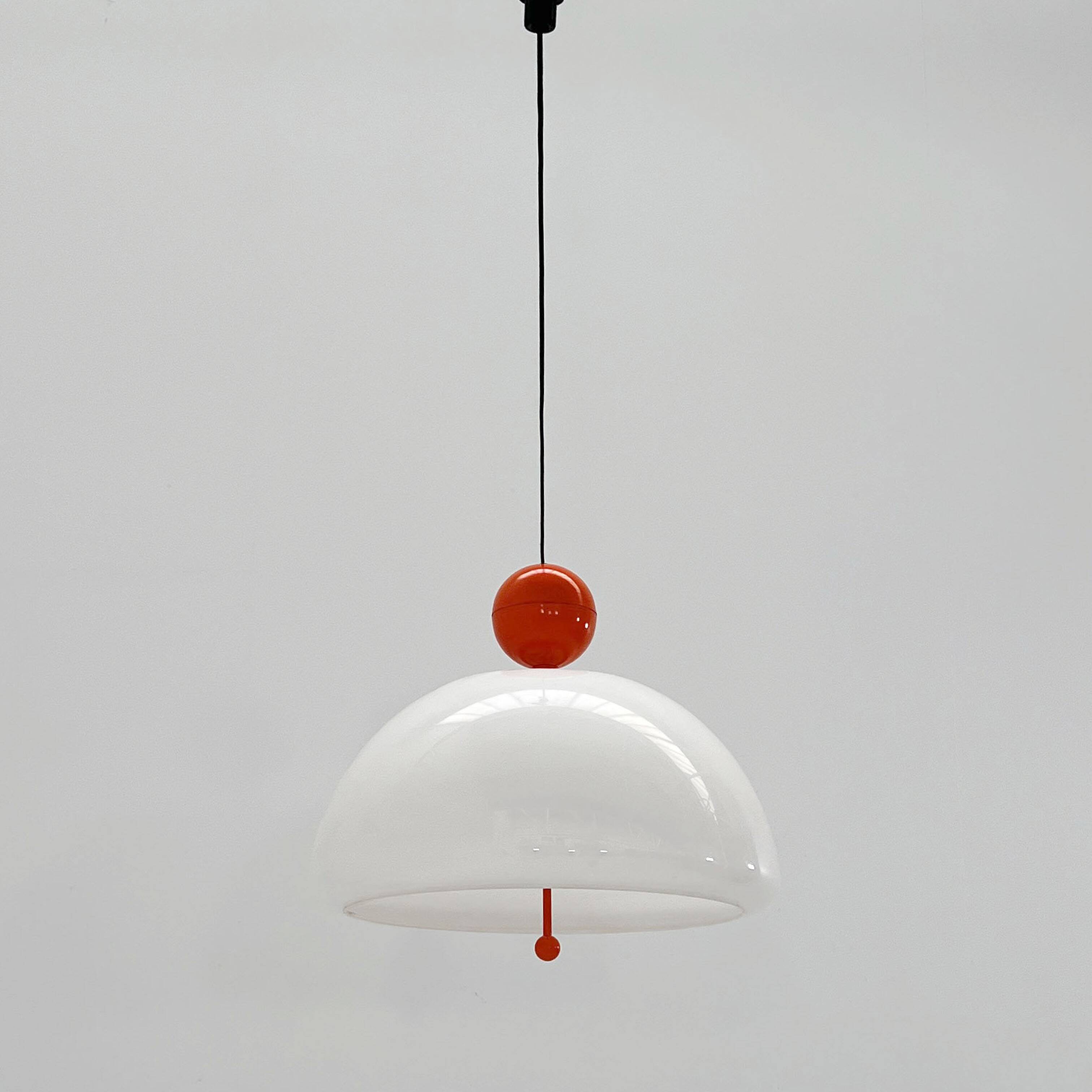Suspension Saliscendi Orange by Elio Martinelli for Martinelli Luce, 1970