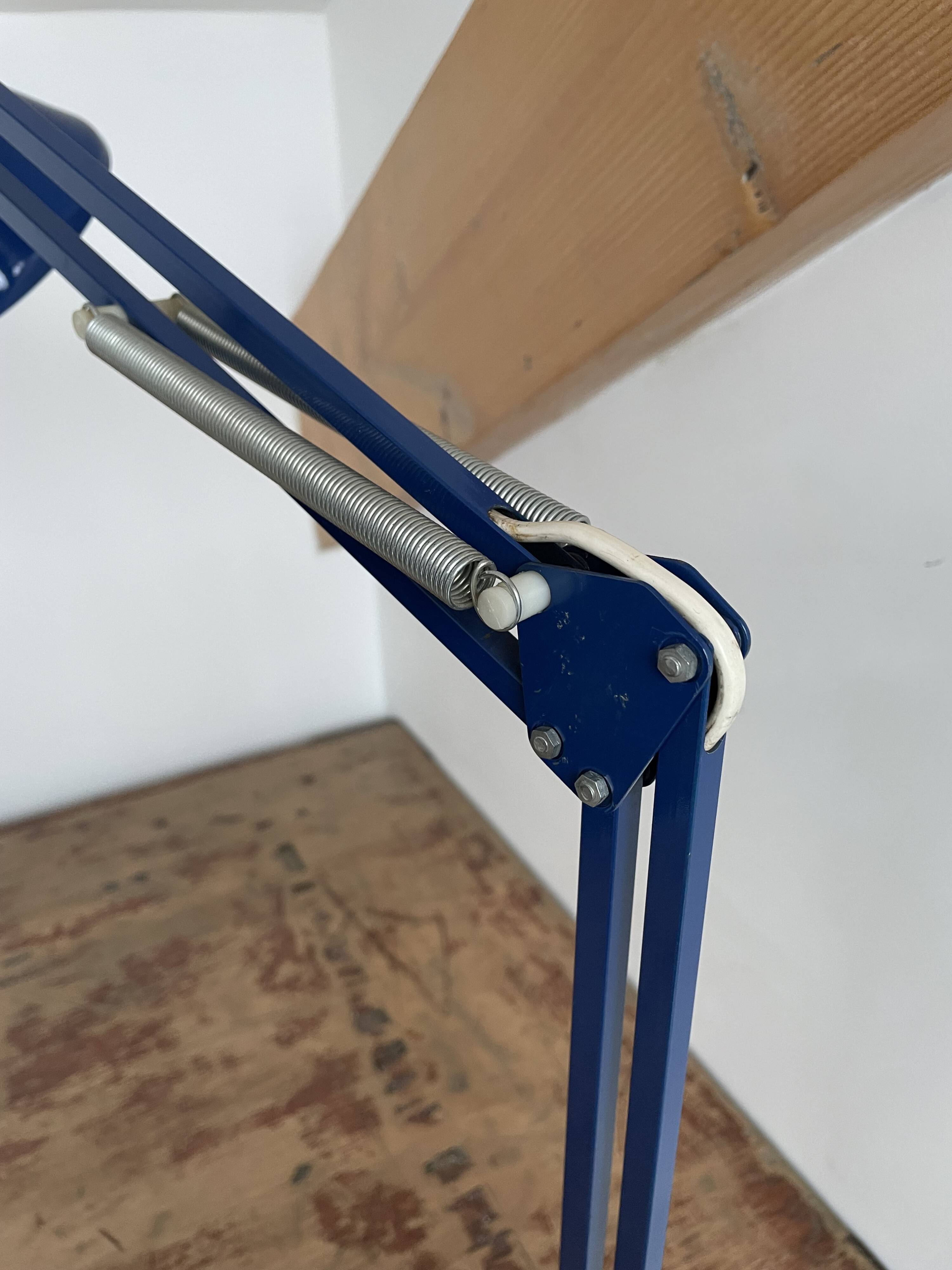 Vintage, architect lamp, articulated lamp, Twist brand, Model T1, 1970s, blue, décor