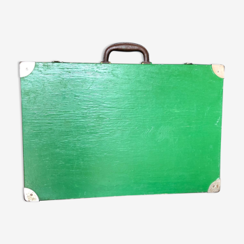 Green wooden suitcase with lockers
