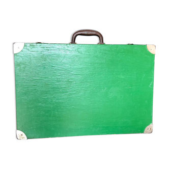 Green wooden suitcase with lockers