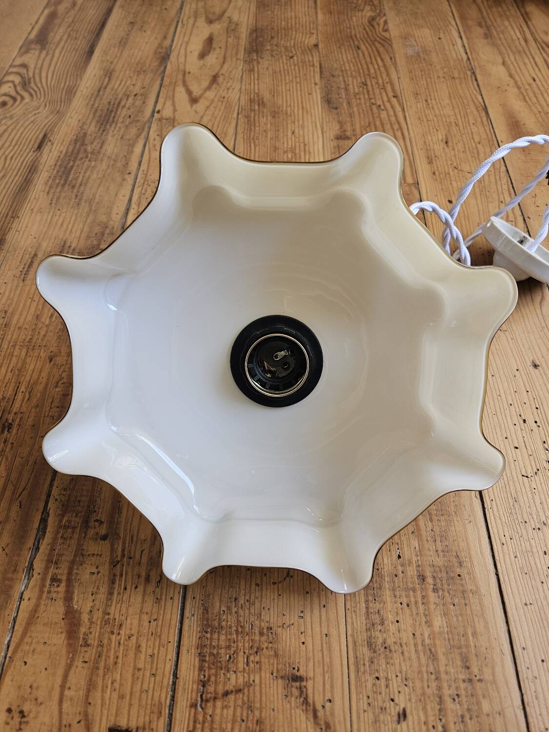 Pastel yellow opaline pendant light