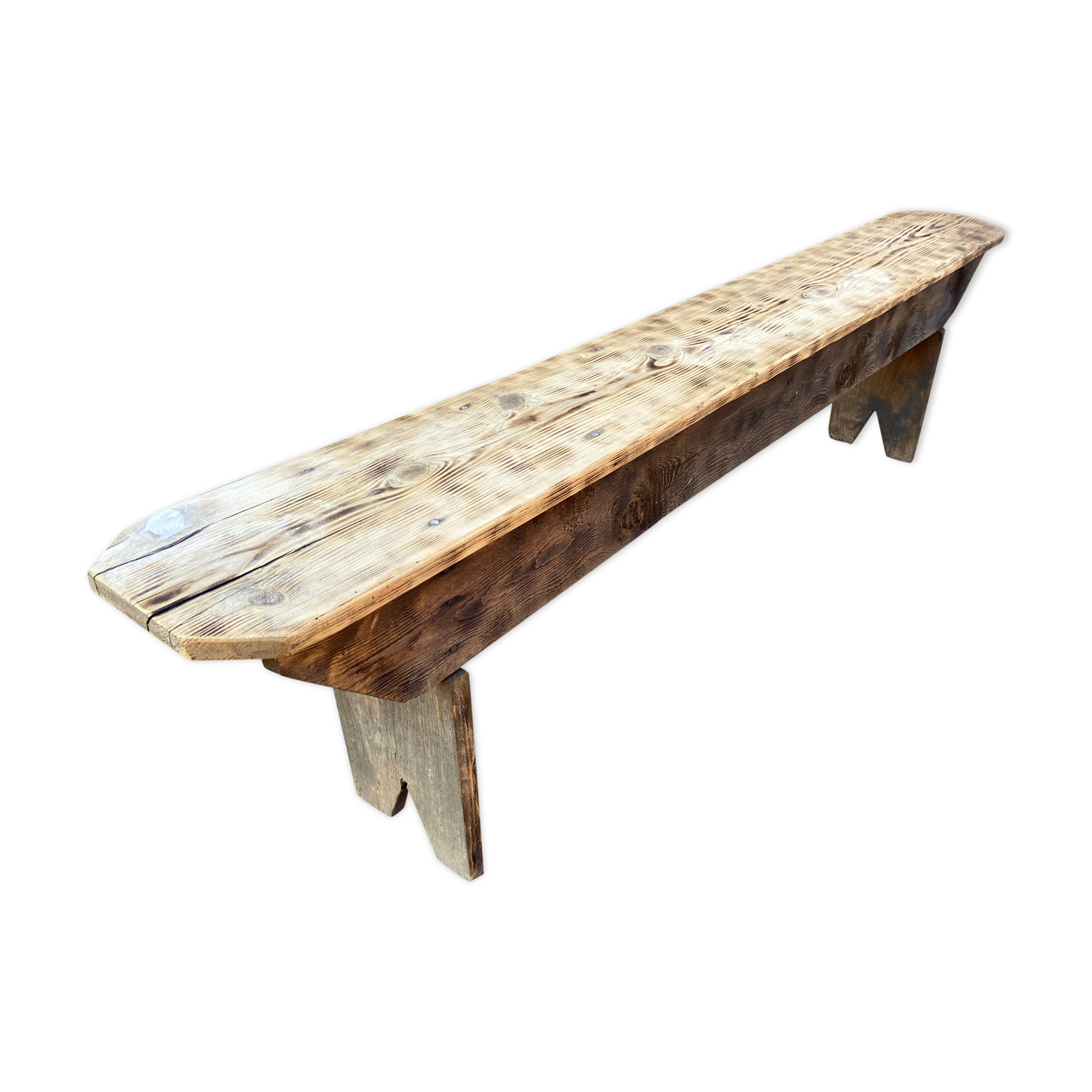 Rustic bench natural wood