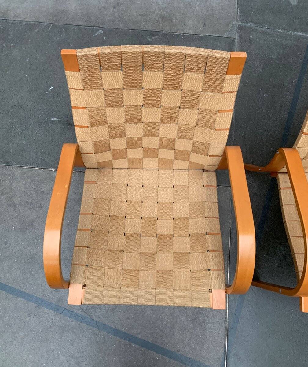 Vintage Scandinavian wooden armchair set