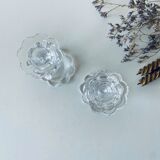 Pair of glass candle holders