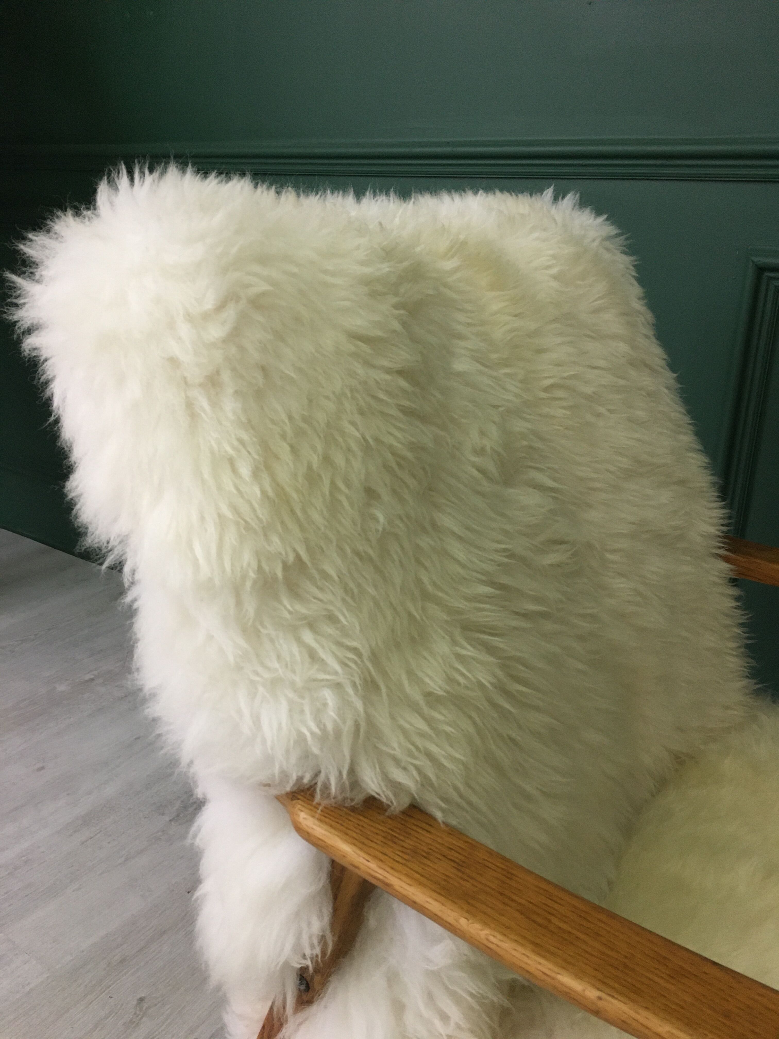 Vintage white sheepskin armchair