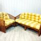 Bench and its bamboo and rattan armchair