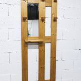 Wall-mounted coat rack, mountain style, pine, honey colour, 1970.