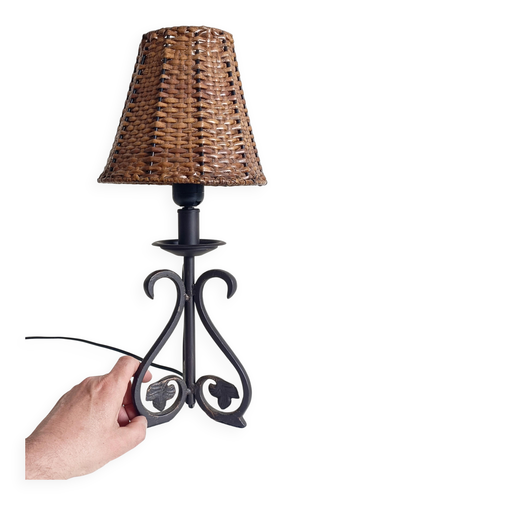 Mid-20th Century Spanish Hand-Forged Wrought Iron Table Lamps