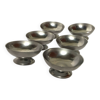 6 Vintage Stainless Steel Ice Cream Cups - Made in France