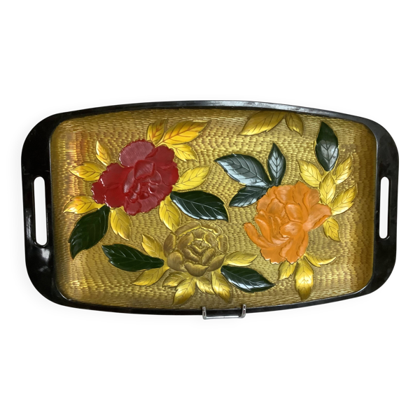 Plateau fleurs multicolores