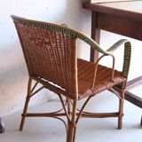 Antique two-tone rattan armchair