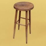Old solid wood stool - height: 71 cm