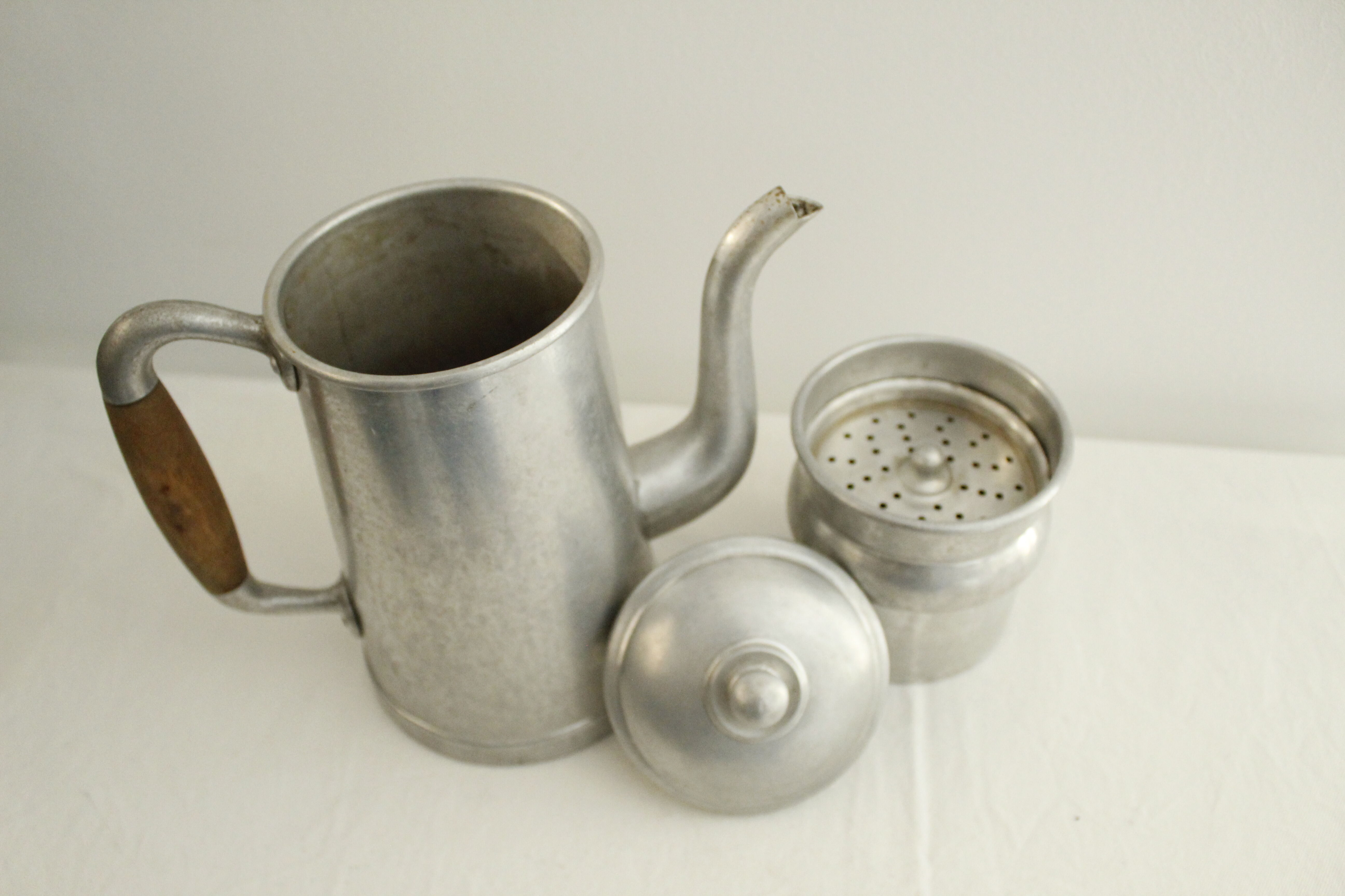 Antique aluminum coffee maker