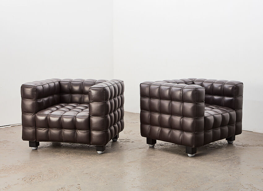 Josef Hoffman pair of Kubus lounge chairs for Wittmann Austria 1910/2011