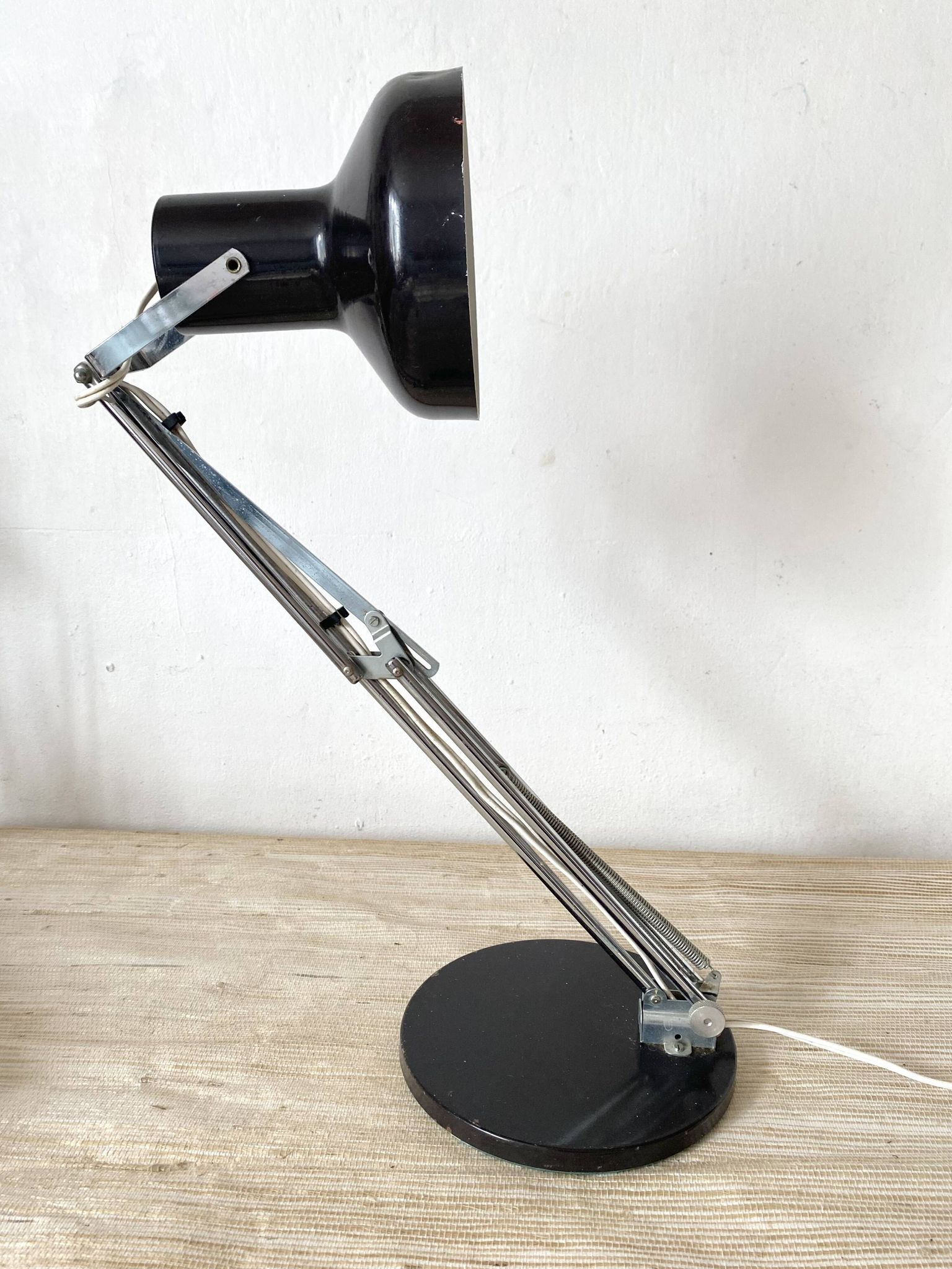 Adjustable metal and chrome desk lamp, 1960s-70s