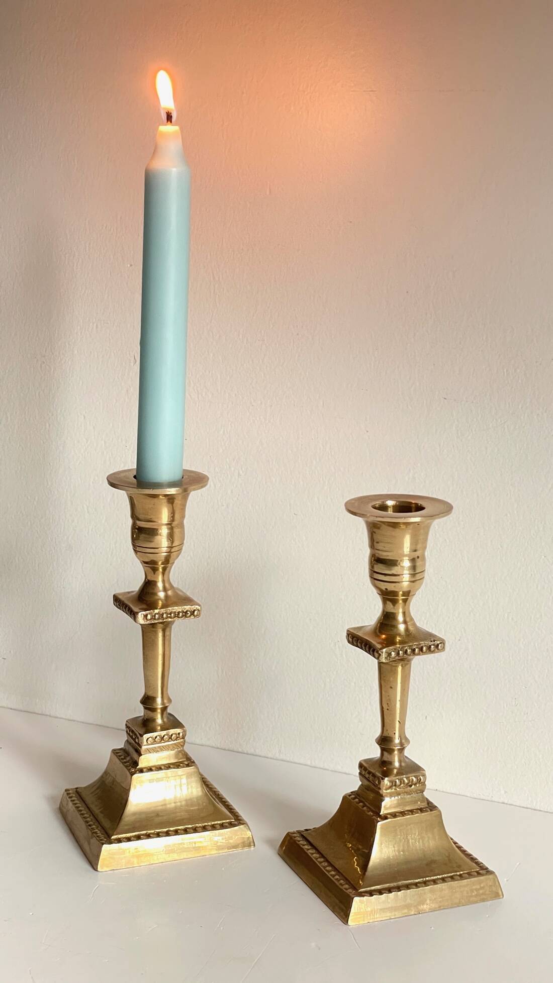 Pair of Vintage INDIA Solid Brass CANDLE HOLDERS