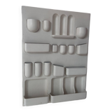 Vintage wall storage system in matte white ABS, Italy 1970s.