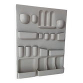 Vintage wall storage system in matte white ABS, Italy 1970s.