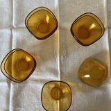 Set of 8 vintage Vereco rectangular bowls, honey color, 80s