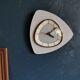 Vintage formica clock asymmetrical silent wall clock "Bayard silver grey"