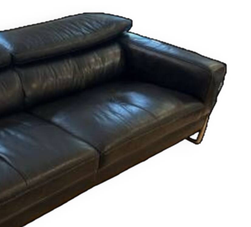 Black leather sofa, designer sofa