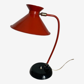 Vintage lamp 1960 desk diabolo red cardinal - 45 cm