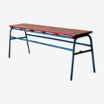Industrial bench in pine and metal, 1970s
