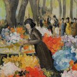 Painting "the flower market" by Béziers