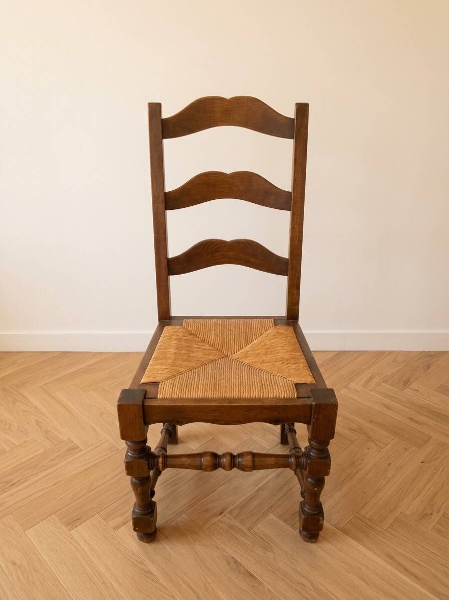 Farmhouse table and 6 solid wood chairs