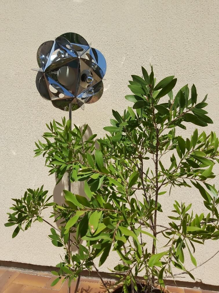 Vintage Sputnik chrome metal lamp 70s