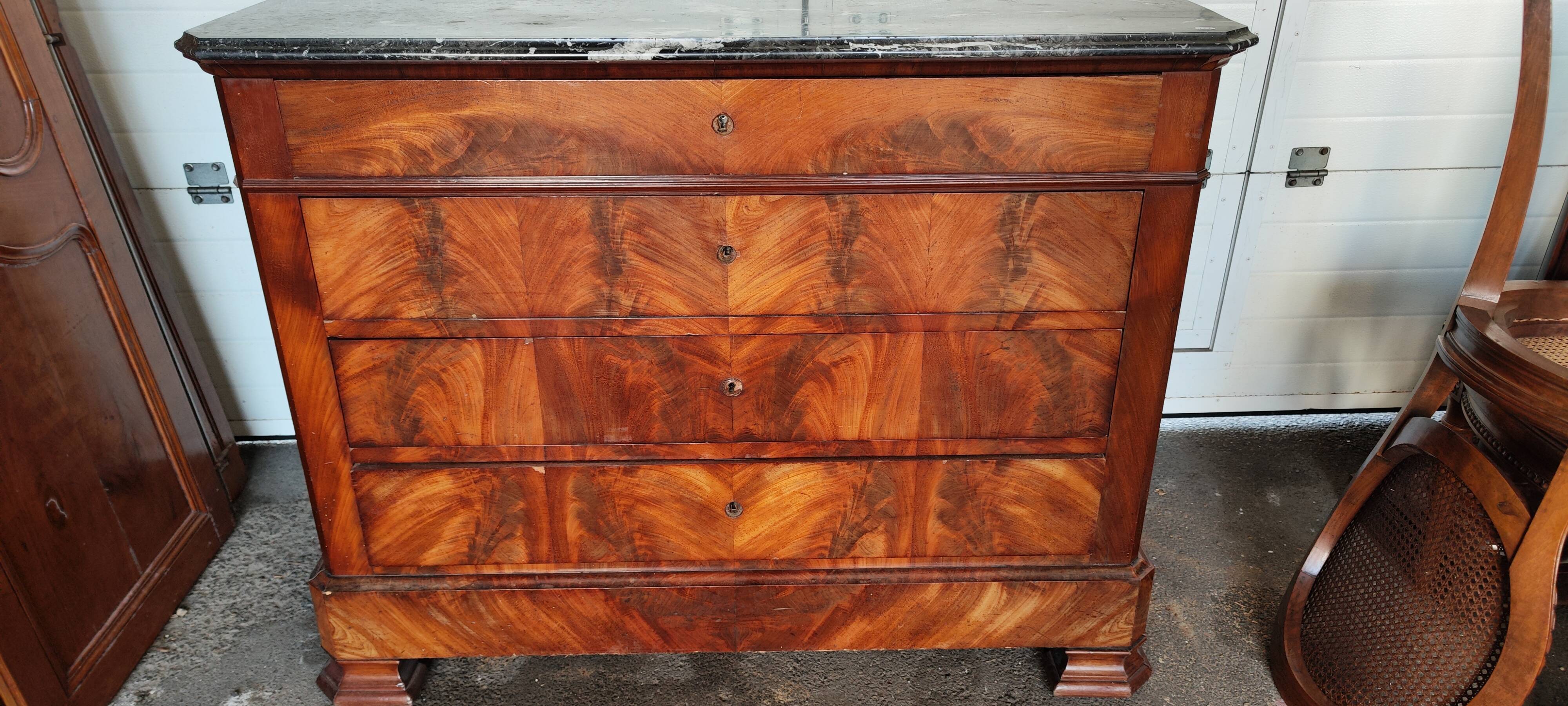 Old Louis Philippe style four-drawer chest of drawers