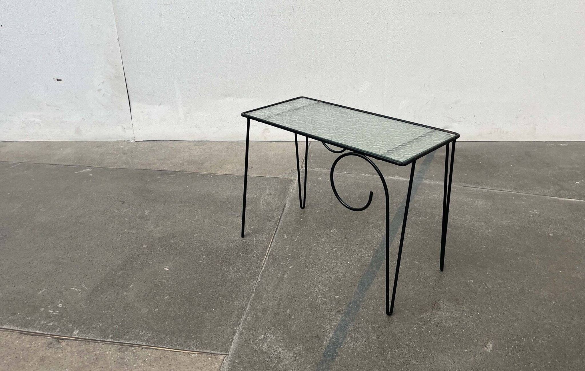 1960s Danish style glass side table String, mid-century.