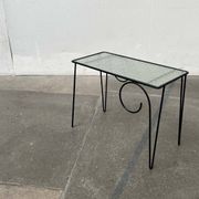 1960s Danish style glass side table String, mid-century.