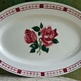 Sarreguemines and Digoin oval service plate red roses decor