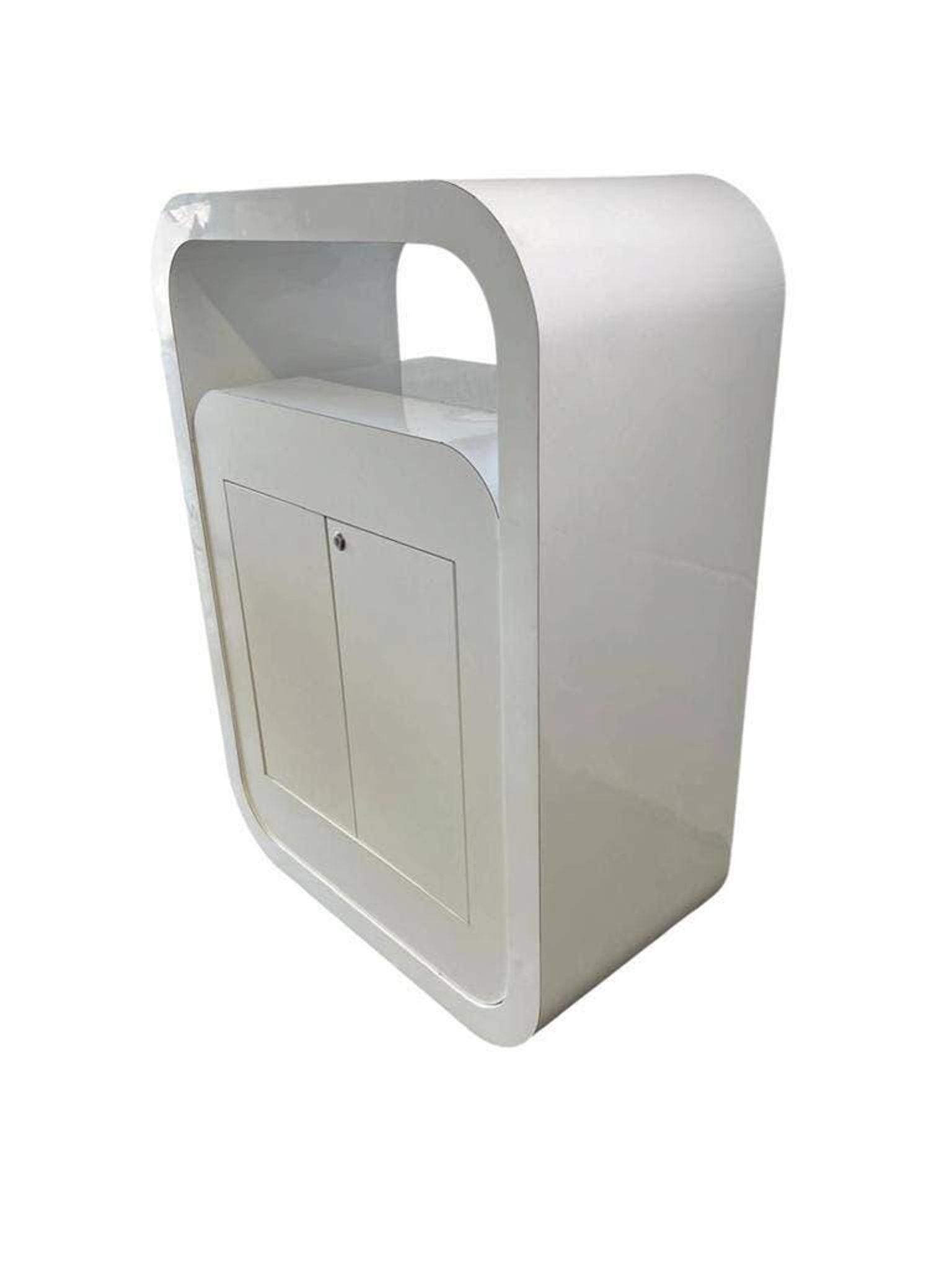Commode vintage blanche incurvée
