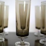 6 smoked glass champagne flutes 1970 - Luminarc