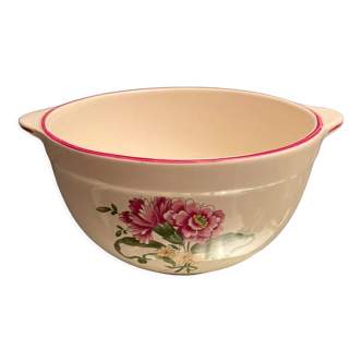 Faience salad bowl Vieux Saint Amand with floral decoration Lunéville style