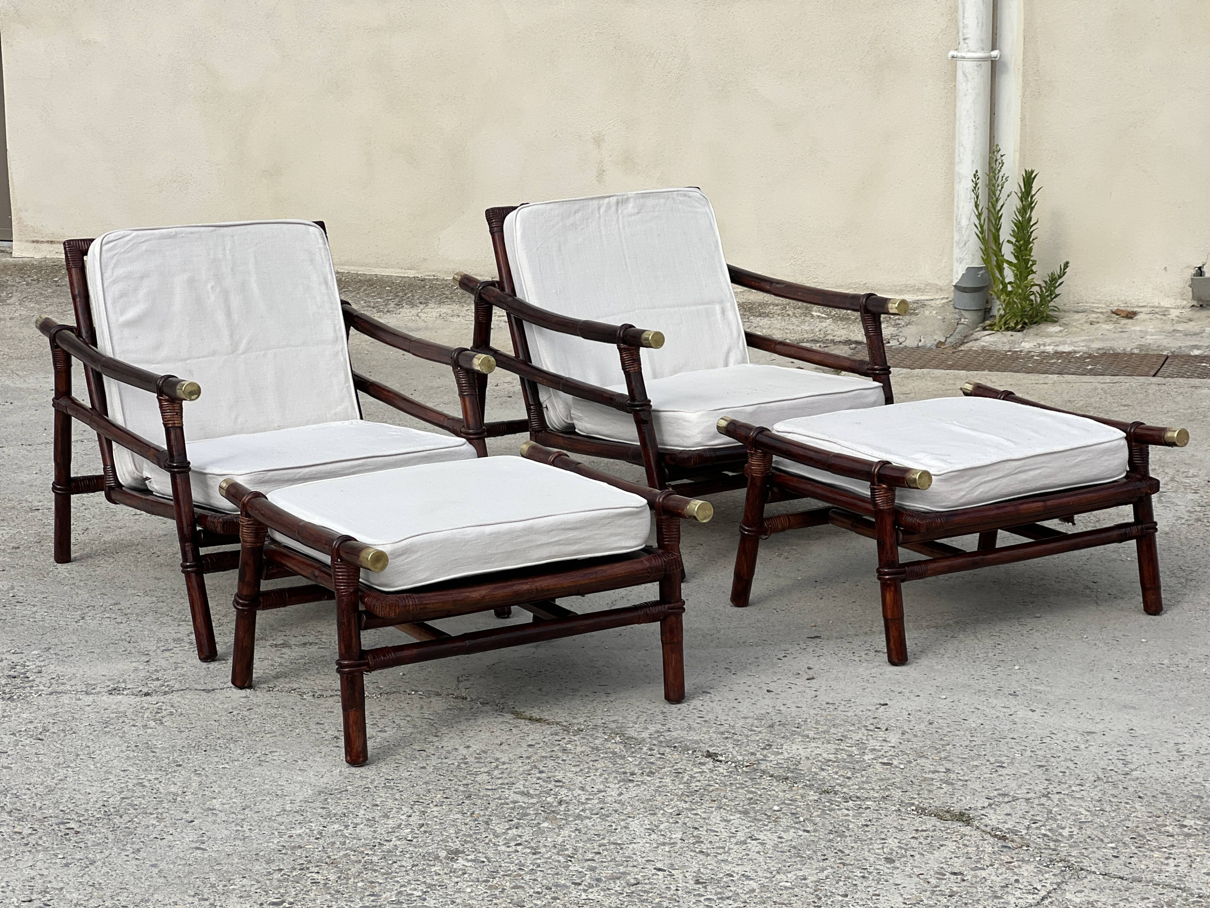 Pair of armchairs and ottomans by John Wisner for Far Horizons – Ficks Reed, 1954