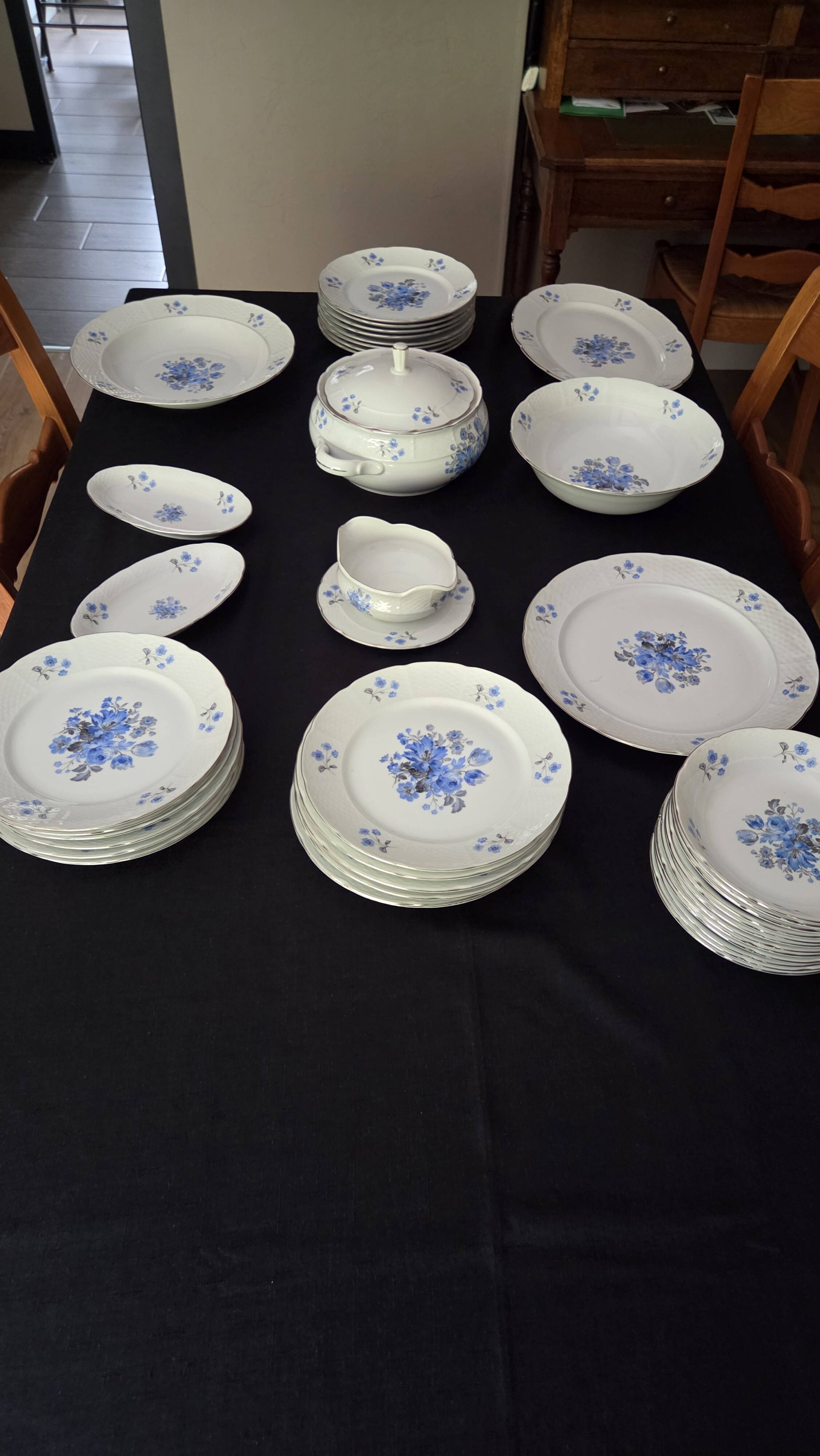 Service 44 pièces porcelaine de bohème