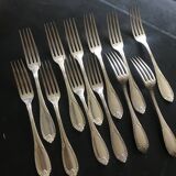 12 fourchettes de table en métal argenté