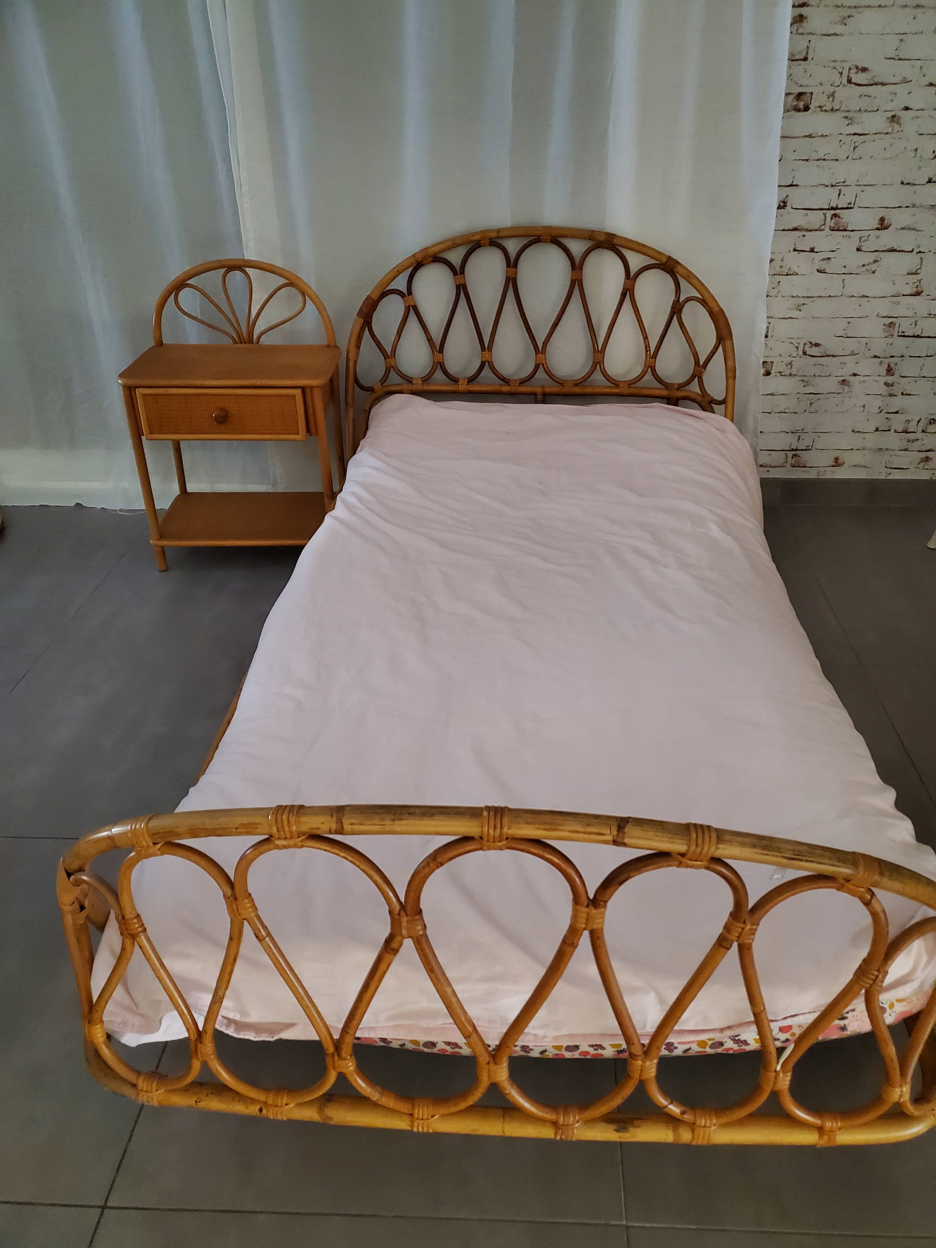 Rattan bed and bedside set