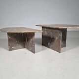 Sculptural Italian coffee tables in Breccia marble, 1970.