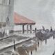 Venice Painting – Oil on old cardboard signed G. Brighenti – Frame