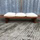 Vintage Yew Wood Bench with 3 Cushions