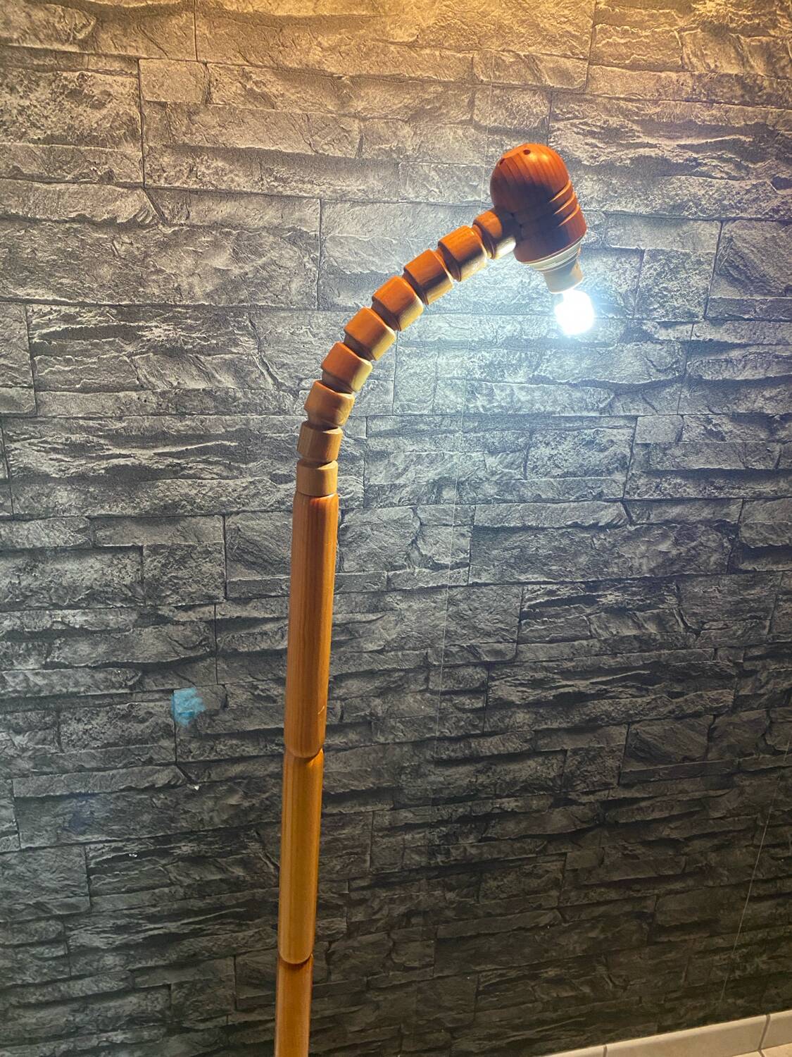 Swedish pine floor lamp by Solbackens Svarveri AB, 1970