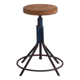 Navy Blue Industrial Stool (c.1950) #2