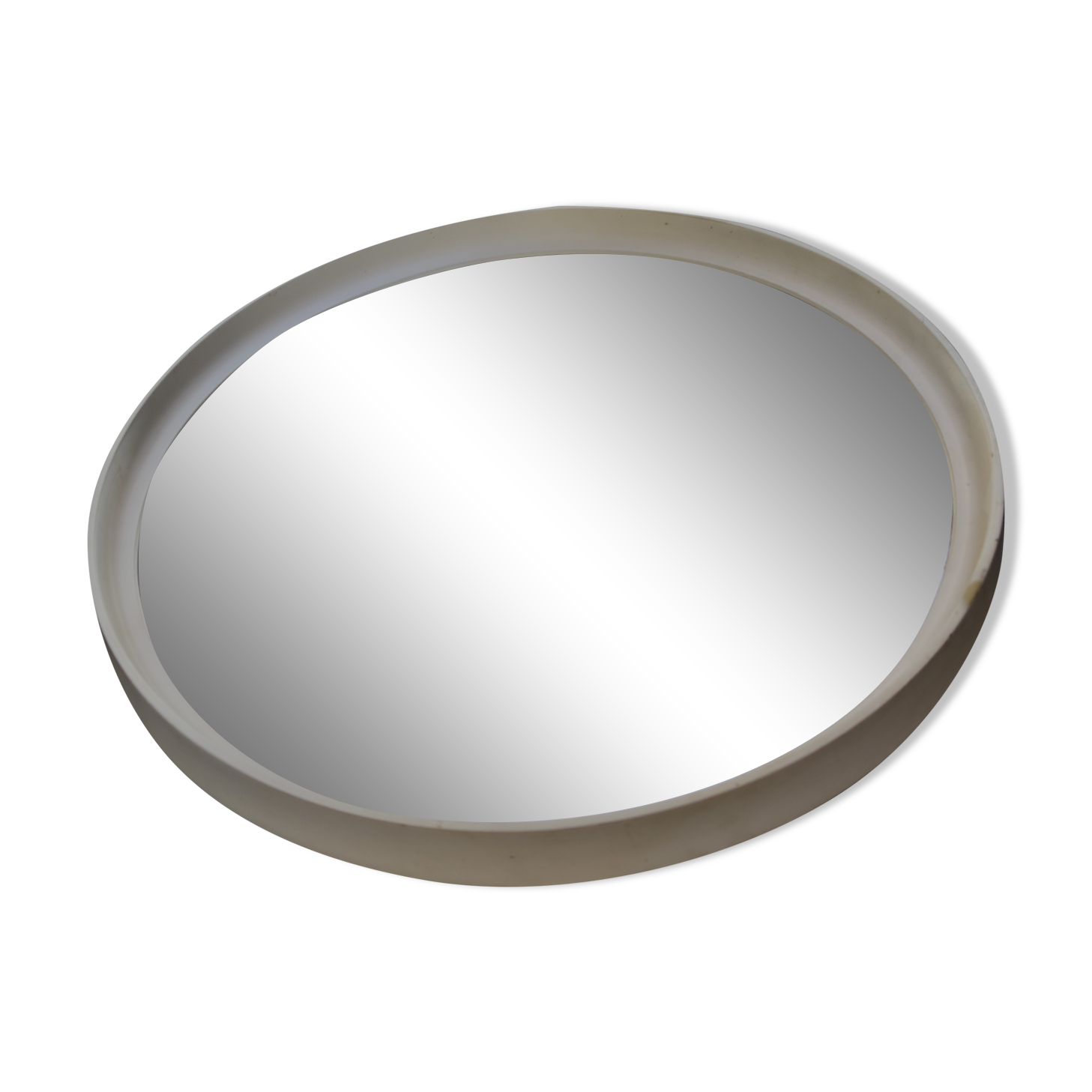 Round mirror frame white wood pop vintage 70